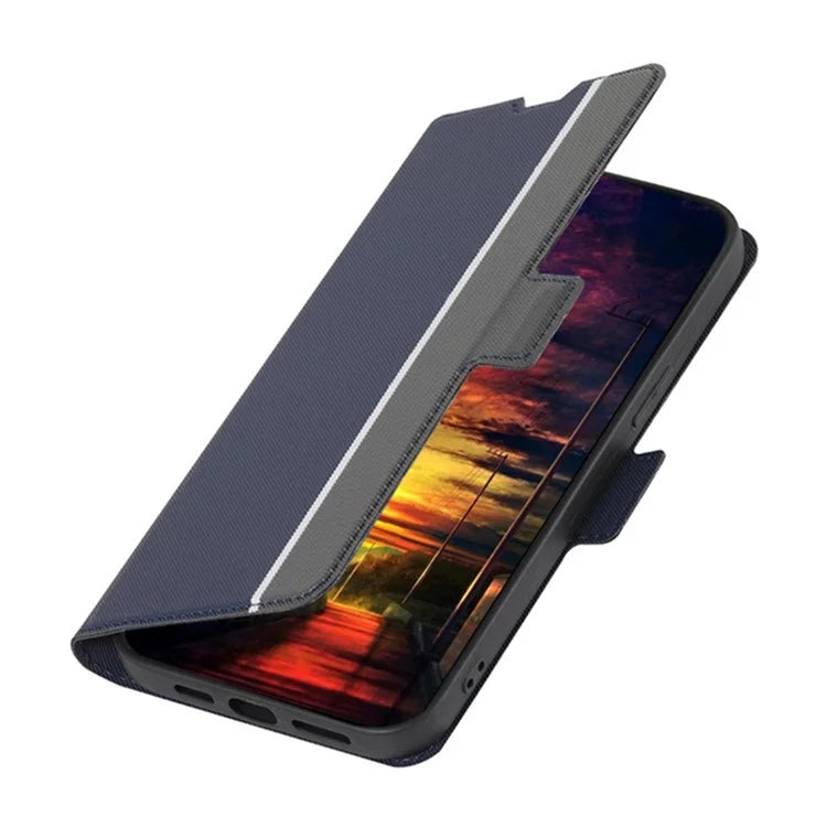 For Samsung Galaxy M15 5G Case PU Leather Phone Shell Twill Texture Card Slots Cover