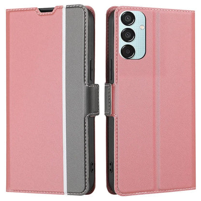 For Samsung Galaxy M15 5G Case PU Leather Phone Shell Twill Texture Card Slots Cover