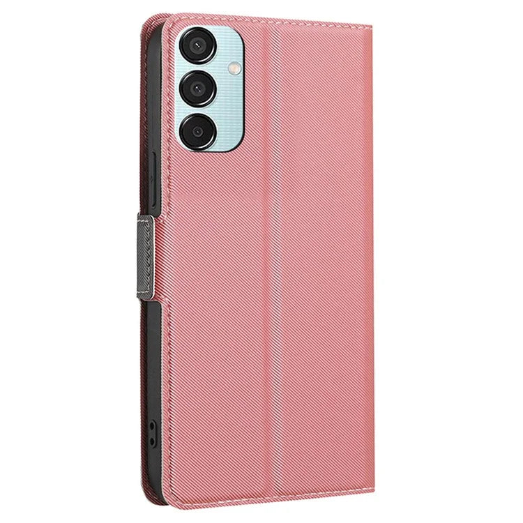 For Samsung Galaxy M15 5G Case PU Leather Phone Shell Twill Texture Card Slots Cover