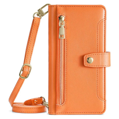 For Samsung Galaxy M15 5G Leather Case Wallet Zipper Phone Cover with 2 Straps