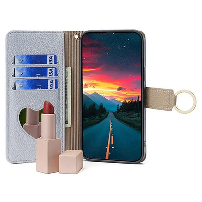 For Samsung Galaxy M15 5G Leather Case Zipper Wallet Crossbody Phone Cover with Mirror