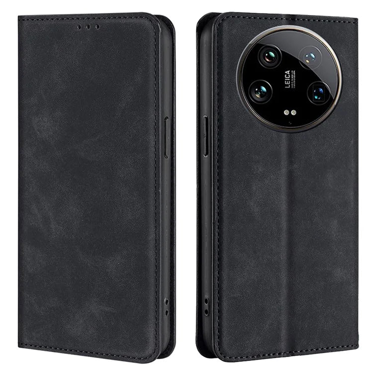 For Xiaomi 14 Ultra Case Skin Feeling PU Leather Phone Cover with Card Slots