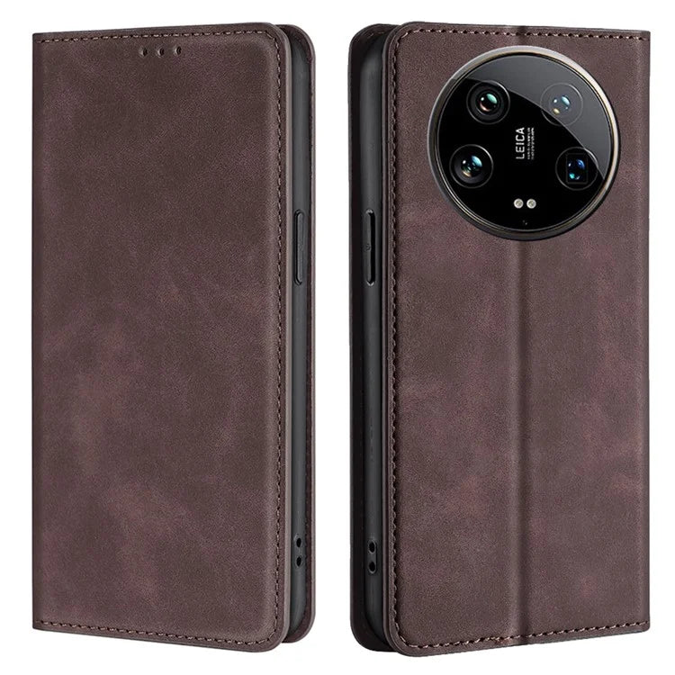 For Xiaomi 14 Ultra Case Skin Feeling PU Leather Phone Cover with Card Slots