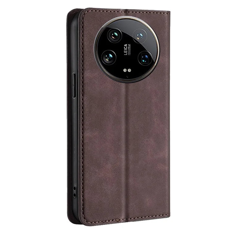 For Xiaomi 14 Ultra Case Skin Feeling PU Leather Phone Cover with Card Slots