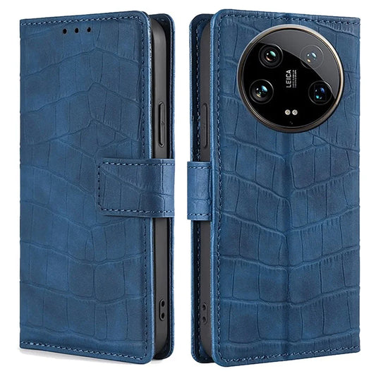 For Xiaomi 14 Ultra Leather Case Crocodile Texture Magnetic Phone Cover