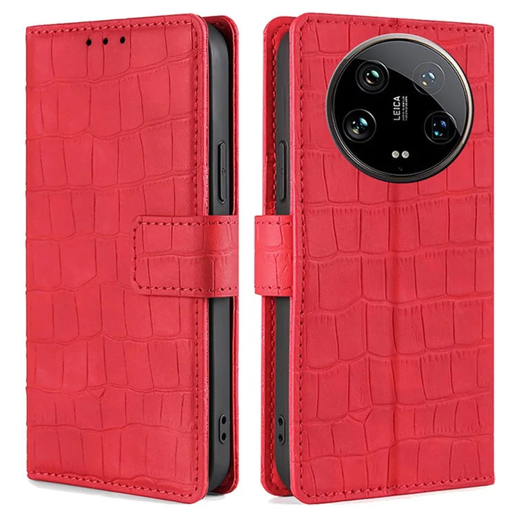 For Xiaomi 14 Ultra Leather Case Crocodile Texture Magnetic Phone Cover