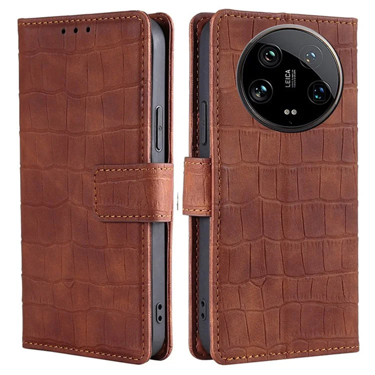 For Xiaomi 14 Ultra Leather Case Crocodile Texture Magnetic Phone Cover