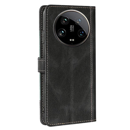 Skin-touch Shell for Xiaomi 14 Ultra Straw Hat Phone Cover PU Leather Stand Wallet Case