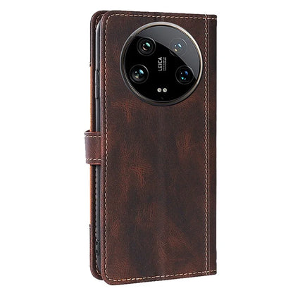 Skin-touch Shell for Xiaomi 14 Ultra Straw Hat Phone Cover PU Leather Stand Wallet Case