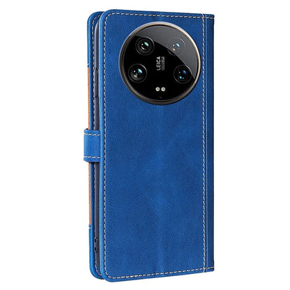 Skin-touch Shell for Xiaomi 14 Ultra Straw Hat Phone Cover PU Leather Stand Wallet Case