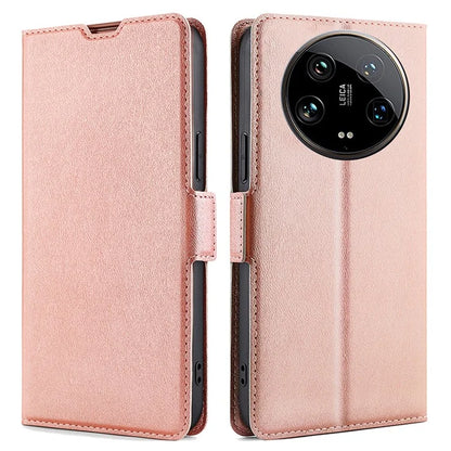 For Xiaomi 14 Ultra Case PU Leather Cover Side Magnetic Clasp Design