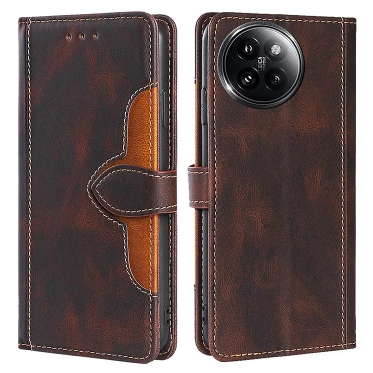 Skin-Touch Phone Shell for Xiaomi Civi 4 Pro 5G / 14 Civi 5G Straw Hat Phone Cover PU Leather Stand Wallet Case