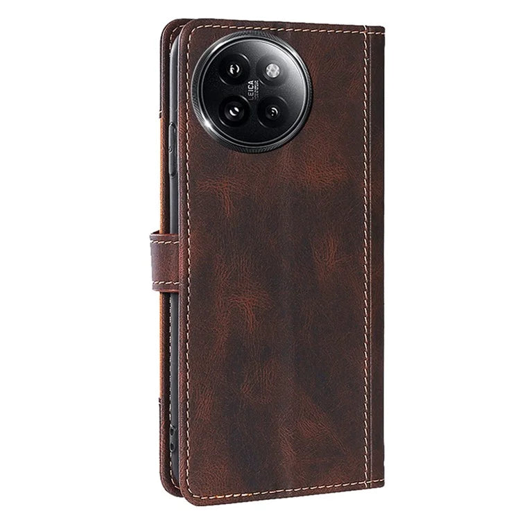 Skin-Touch Phone Shell for Xiaomi Civi 4 Pro 5G / 14 Civi 5G Straw Hat Phone Cover PU Leather Stand Wallet Case