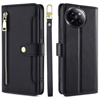 For Xiaomi Civi 4 Pro 5G / 14 Civi 5G Zipper Pocket Cell Phone Case Wallet Leather Cover with 2 Straps