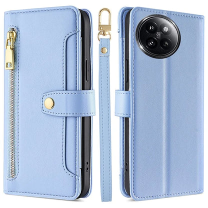 For Xiaomi Civi 4 Pro 5G / 14 Civi 5G Zipper Pocket Cell Phone Case Wallet Leather Cover with 2 Straps