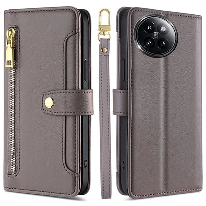 For Xiaomi Civi 4 Pro 5G / 14 Civi 5G Zipper Pocket Cell Phone Case Wallet Leather Cover with 2 Straps