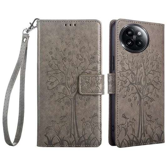 For Xiaomi Civi 4 Pro 5G / 14 Civi 5G Leather Case Deer Tree Pattern Wallet Flip Stand Cell Phone Cover