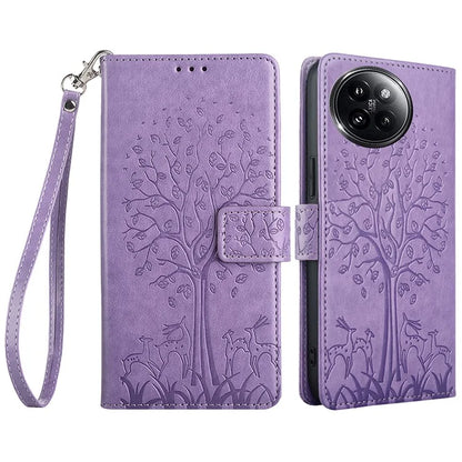 For Xiaomi Civi 4 Pro 5G / 14 Civi 5G Leather Case Deer Tree Pattern Wallet Flip Stand Cell Phone Cover