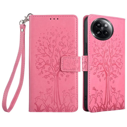 For Xiaomi Civi 4 Pro 5G / 14 Civi 5G Leather Case Deer Tree Pattern Wallet Flip Stand Cell Phone Cover