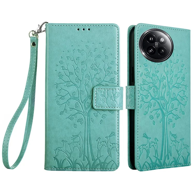 For Xiaomi Civi 4 Pro 5G / 14 Civi 5G Leather Case Deer Tree Pattern Wallet Flip Stand Cell Phone Cover