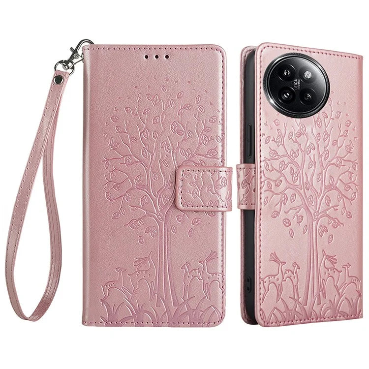 For Xiaomi Civi 4 Pro 5G / 14 Civi 5G Leather Case Deer Tree Pattern Wallet Flip Stand Cell Phone Cover