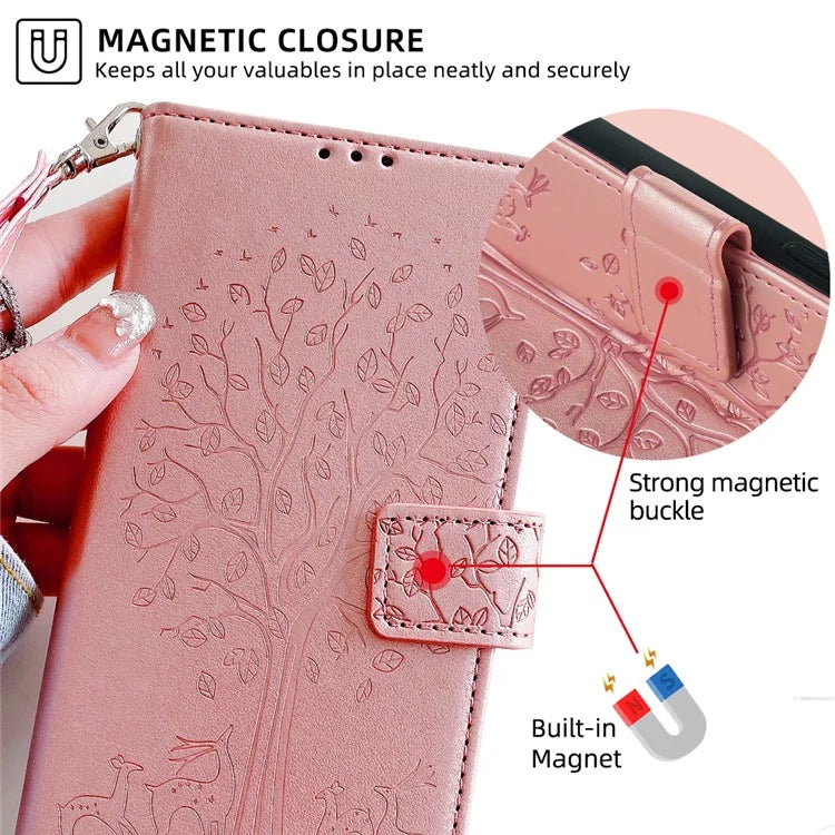 For Xiaomi Civi 4 Pro 5G / 14 Civi 5G Leather Case Deer Tree Pattern Wallet Flip Stand Cell Phone Cover