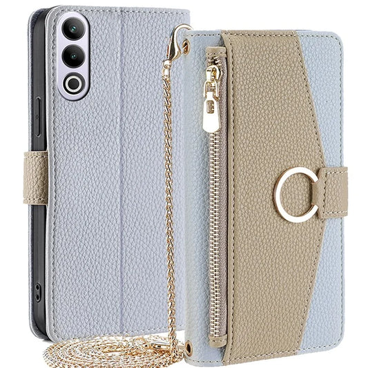 For OnePlus Ace 3V 5G  Case Zipper Wallet Mirror Crossbody Phone Cover with Long Strap