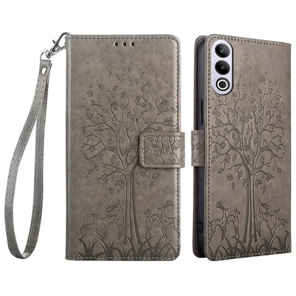 For OnePlus Ace 3V 5G Leather Case Tree Imprinted Wallet Stand Cell Phone Cover
