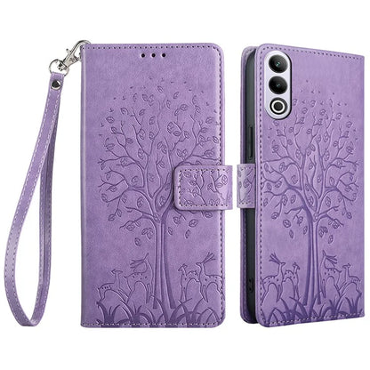 For OnePlus Ace 3V 5G Leather Case Tree Imprinted Wallet Stand Cell Phone Cover