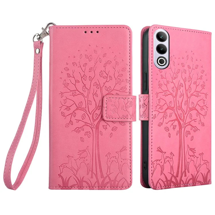 For OnePlus Ace 3V 5G Leather Case Tree Imprinted Wallet Stand Cell Phone Cover