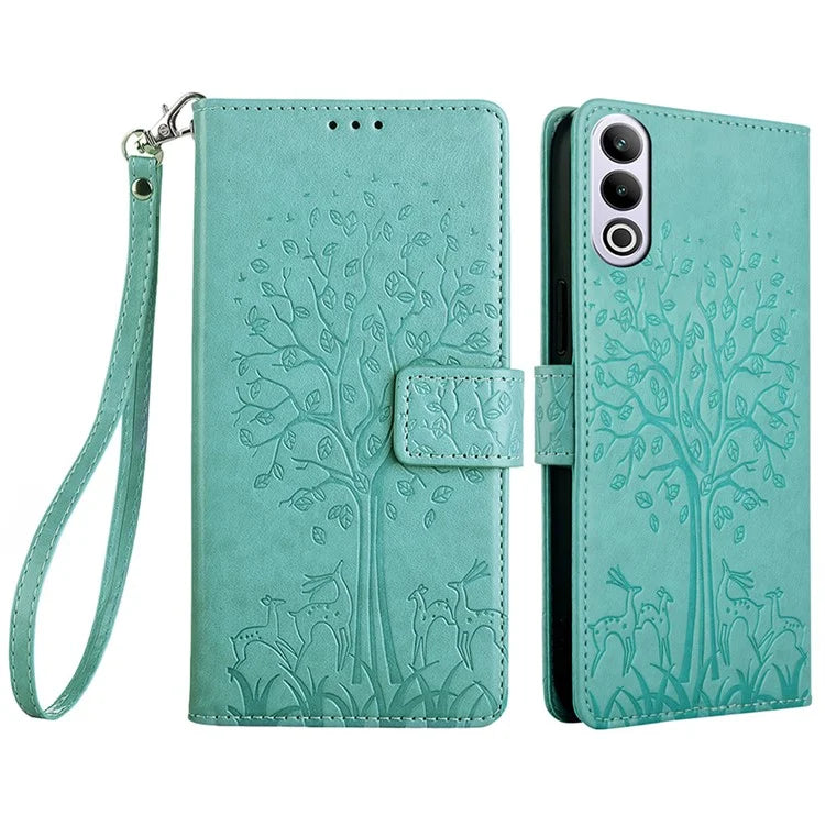 For OnePlus Ace 3V 5G Leather Case Tree Imprinted Wallet Stand Cell Phone Cover