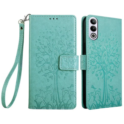 For OnePlus Ace 3V 5G Leather Case Tree Imprinted Wallet Stand Cell Phone Cover