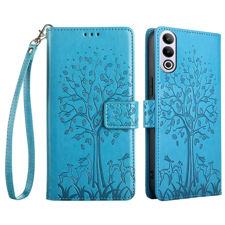 For OnePlus Ace 3V 5G Leather Case Tree Imprinted Wallet Stand Cell Phone Cover