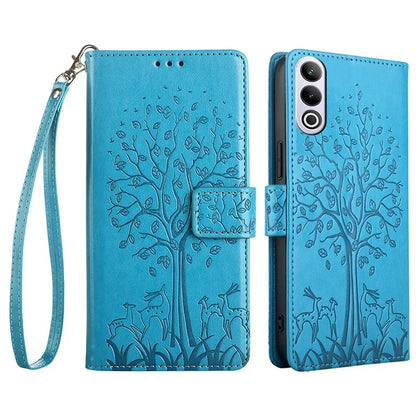 For OnePlus Ace 3V 5G Leather Case Tree Imprinted Wallet Stand Cell Phone Cover