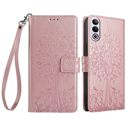 For OnePlus Ace 3V 5G Leather Case Tree Imprinted Wallet Stand Cell Phone Cover
