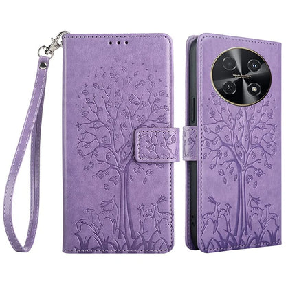 For Huawei nova 12i 4G Leather Wallet Stand Case Tree Imprinted Cell Phone Cover