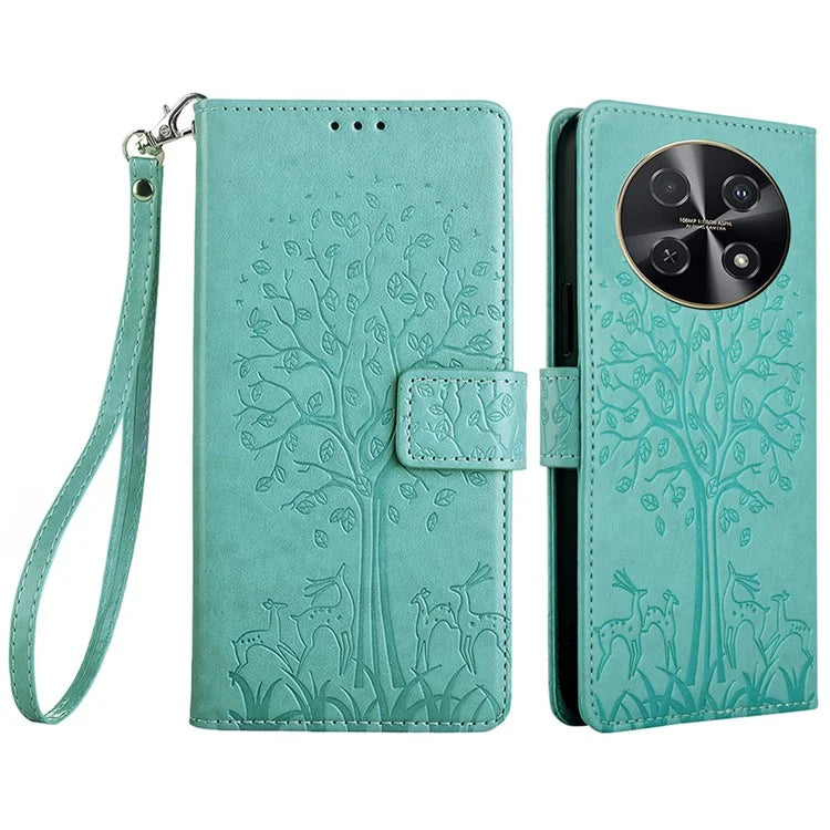For Huawei nova 12i 4G Leather Wallet Stand Case Tree Imprinted Cell Phone Cover
