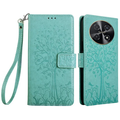 For Huawei nova 12i 4G Leather Wallet Stand Case Tree Imprinted Cell Phone Cover
