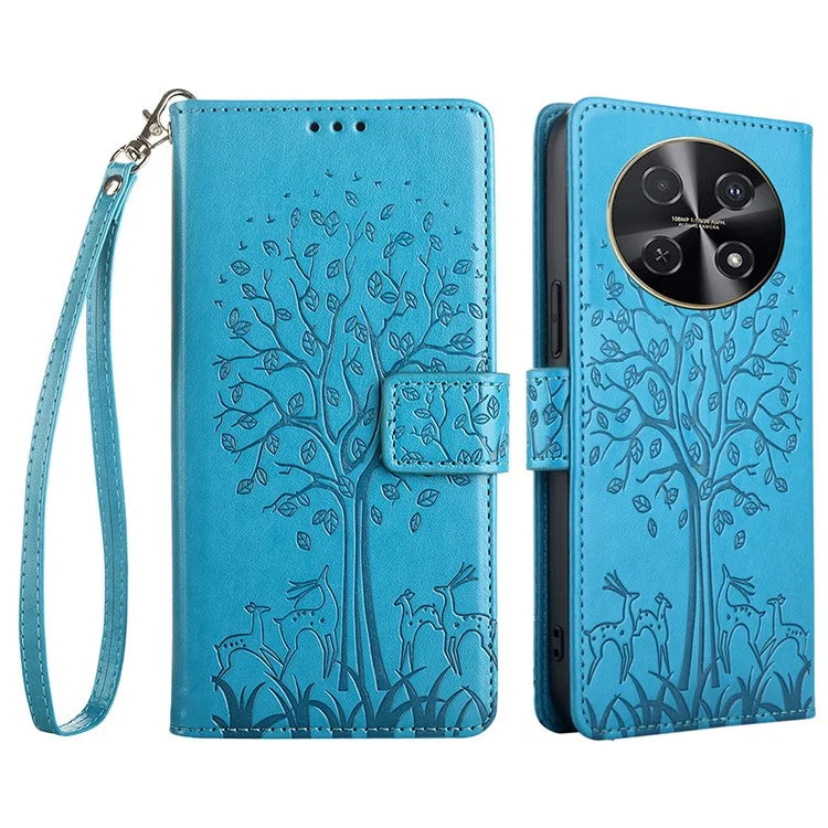For Huawei nova 12i 4G Leather Wallet Stand Case Tree Imprinted Cell Phone Cover