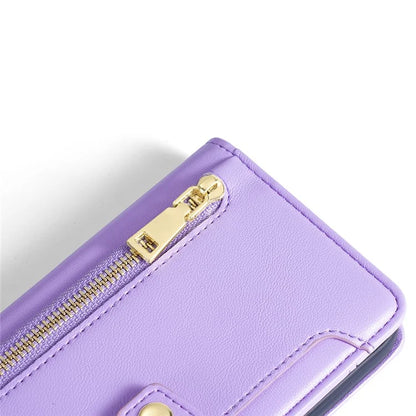 For Xiaomi Redmi Note 13R Pro 5G Case Zipper Pocket Wallet Leather Phone Cover with 2 Straps