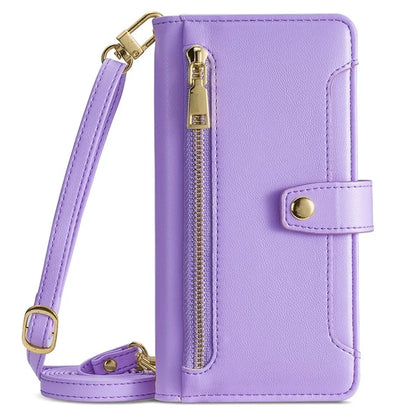 For Xiaomi Redmi Note 13R Pro 5G Case Zipper Pocket Wallet Leather Phone Cover with 2 Straps