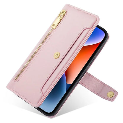 For Xiaomi Redmi Note 13R Pro 5G Case Zipper Pocket Wallet Leather Phone Cover with 2 Straps