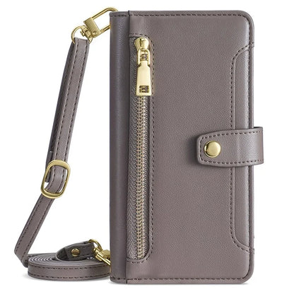 For Xiaomi Redmi Note 13R Pro 5G Case Zipper Pocket Wallet Leather Phone Cover with 2 Straps