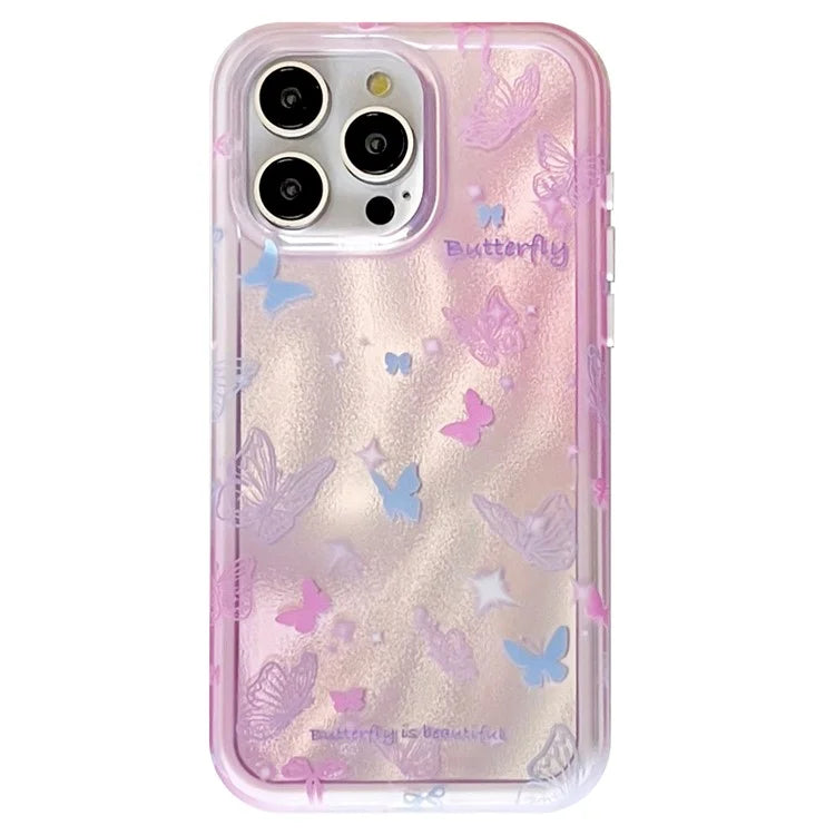 For iPhone 14 Pro Drop Proof Case Colorful Butterfly Pattern TPU+PC Phone Cover