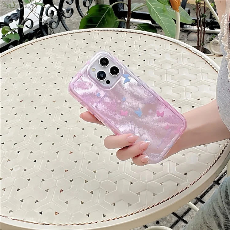 For iPhone 14 Pro Drop Proof Case Colorful Butterfly Pattern TPU+PC Phone Cover