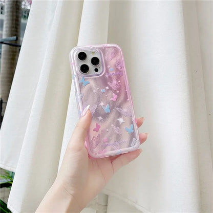 For iPhone 14 Pro Drop Proof Case Colorful Butterfly Pattern TPU+PC Phone Cover