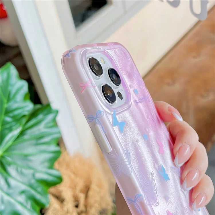 For iPhone 15 Pro Back Case Colorful Butterfly Pattern Shockproof TPU+PC Phone Cover