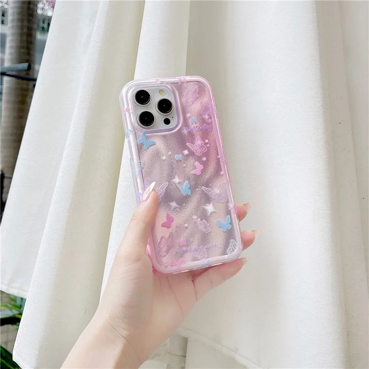 For iPhone 14 Pro Max Case Colorful Butterfly Pattern Shockproof TPU+PC Phone Back Cover