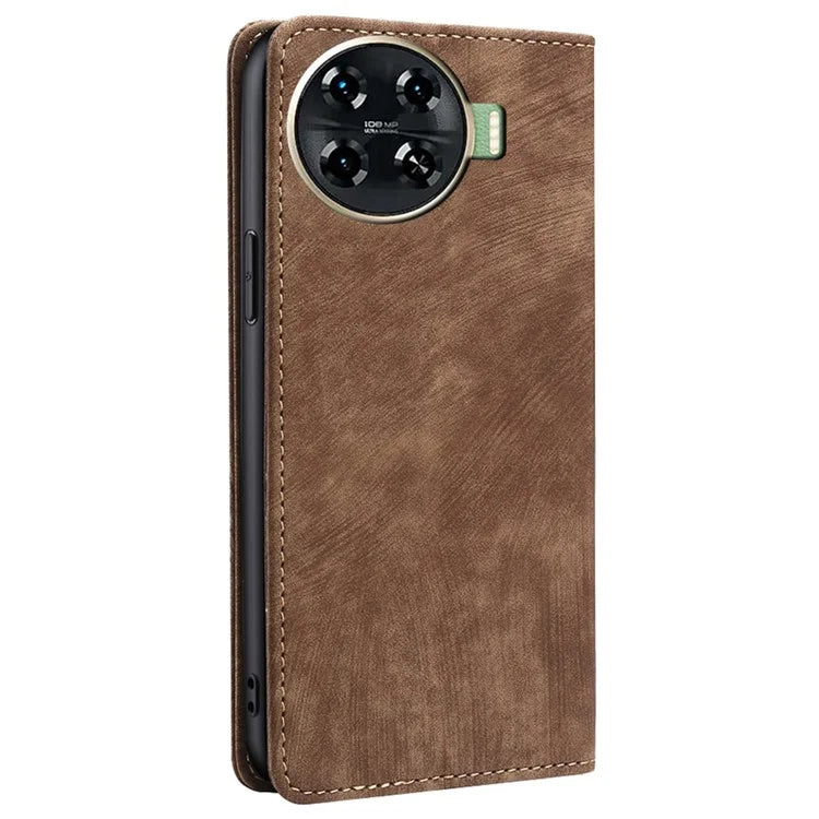 For TECNO Spark 20 Pro+ Case Anti-Scratch PU Leather Shell RFID Blocking Wallet Cell Phone Cover