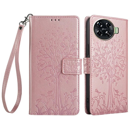 For TECNO Spark 20 Pro+ Case Tree Imprinted Wallet Stand Leather Phone Cover